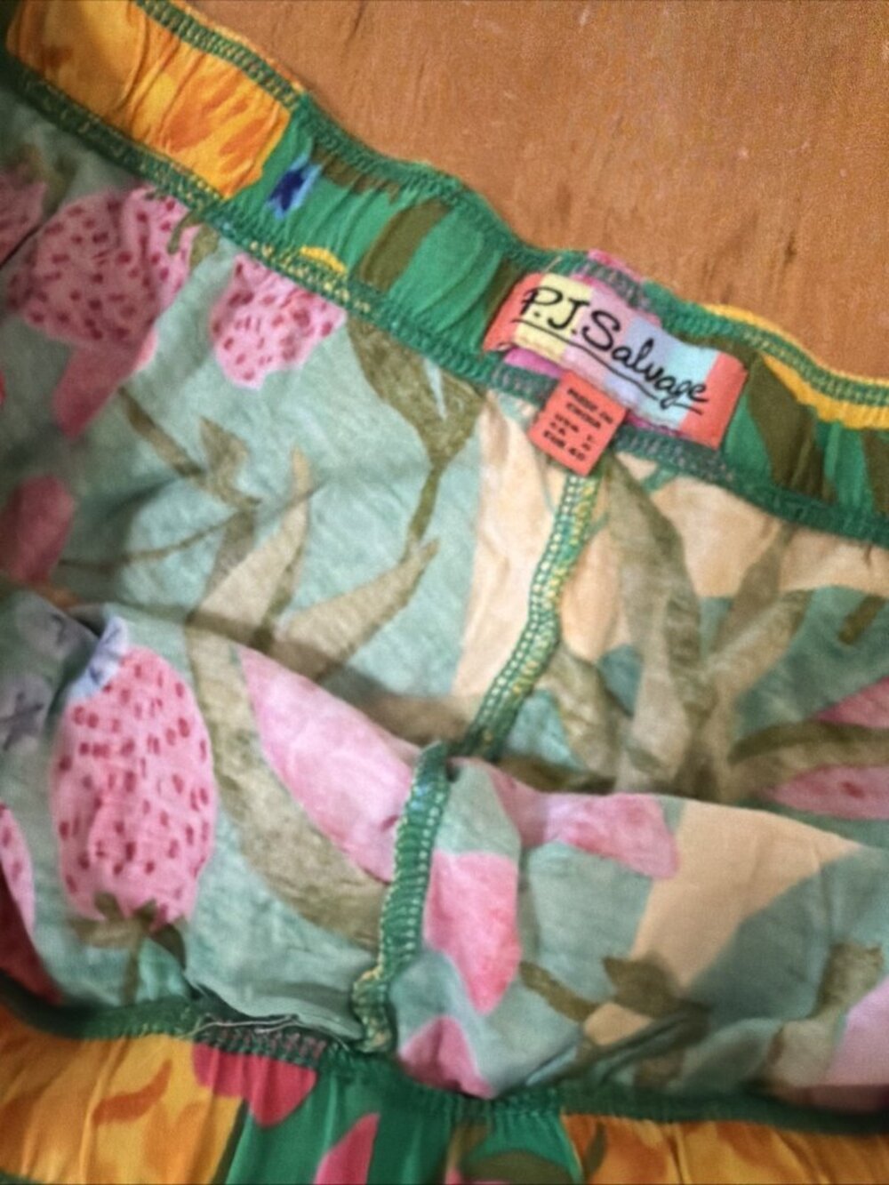 PJ Salvage Womens Short Sleeved Whimsey Fruit Pajama Set Size Large Vibrant - Picture 7 of 8
